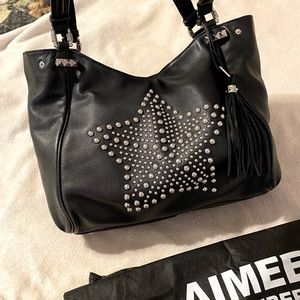 Aimee kestenberg black bag w/silver stud star EUC